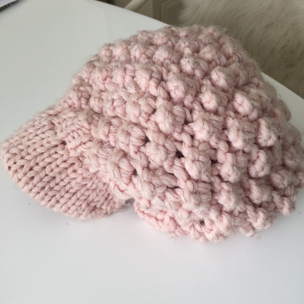 Juicy Couture Newsboy/Beanie Pink Cableknit hat